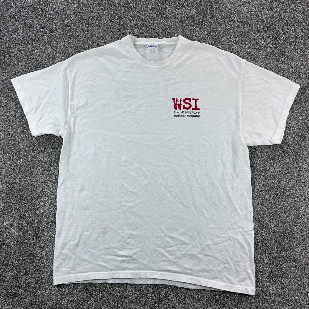 Vintage WSI Disruptive Weather Company Shirt‎ Mens XL White Weather Channel App